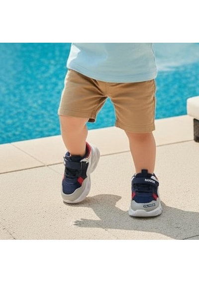 Wisco 018 Lacivert-gri Cırtlı Işıklı Bebe Erkek Çocuk Spor Ayakkabı Lacivert - Gri