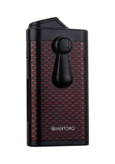Quantoro Çift Torch Pürmüz Delicili Kırmızı Karbon Desenli Metal Puro Çakmağı - Trz1148