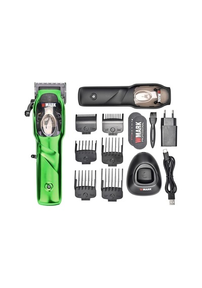 Sones Wmark Ng-9003 Elektrikli Saç Kesme Makinesi Yağ Başlı Elektrikli İtmeli Kesme Makinesi Şarj Edilebilir Saç Kesme Makası Yeşil