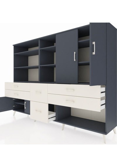 Hyperion Dolap 10 Raflı 6 Çekmeceli 4 Kapaklı 220x44x163 Antrasit Antrasit-antrasit/aytaşı Hyperion Dolap 10 Raflı 6 Çekmeceli 4 Kapaklı 220x44x163 Antrasit Antrasit-antrasit/aytaşı