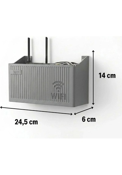 Duvar Tipi Wi-fi Modem Saklama Kutusu Gri Kablo Düzenleyici Router Raf Organizer 5399