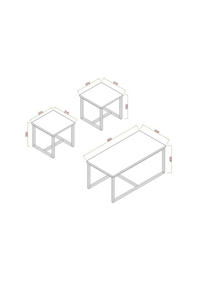 Luxor Orta Sehpa , Zigon Sehpa , Metal Ayak Masa , 3 Lü Zigon Traverten