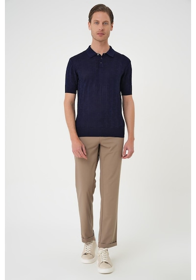 Efor Comfort Fit Polo Yaka Pamuklu Kısa Kol Casual Lacivert Triko Tişört Tr 880 Lacivert