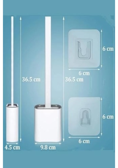 Orret Home Duvara Yapıştırılabilir Silikon Wc Fırçası,ince Aralara Girebilir Silikon Klozet Fırçası Beyaz Açık Ahşap
