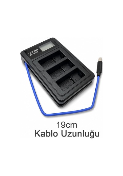 Coverzone Gopro Hero 9 Hero 10 Hero 11 Hero 12 İle Uyumlu 3 Slot Lcd Ekranlı Usb Batarya Şarj Cihazı Ahdbt-901 Ahdbt-