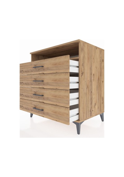 Kronos Şifonyer Tek Raflı 4 Çekmeceli 88x59x96 Çam-çam Çam