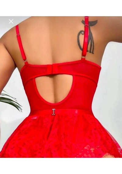 Noctissirius İnce Askılı Kalp Detaylı Jartiyer Kırmızı