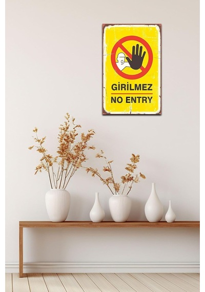 Girilmez No Entry Retro Vintage Ahşap Mdf Tablo