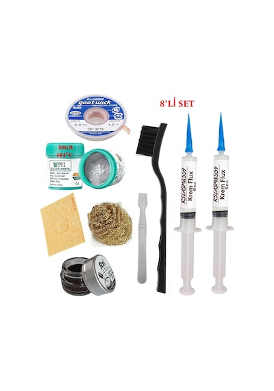 Best Krem Lehim 183 C 50gr Havya Uc Temizleyici Flux Lehim Toplama Cp-3015 Lehim Emme Teli Spatula Seti Tk05
