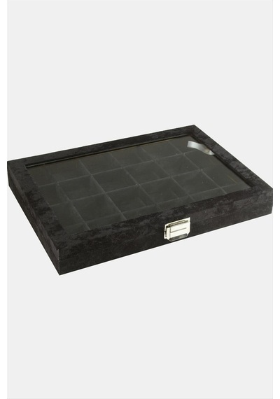 Hnrlıshp 24 Bölmeli Cam Kapaklı Anfora Kumaş Sunum Tablosu 24x34 Cm-siyah Çok Renkli