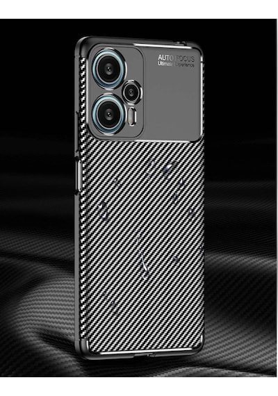 Xiaomi Poco F5 Kilif Lens Karbon Tasarim Negro Silikon Kapak