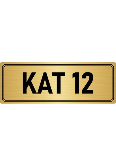 Metal Yönlendirme Levhası, Departman Kapı İsimliği Kat 12 7x20 cm Altın Renk