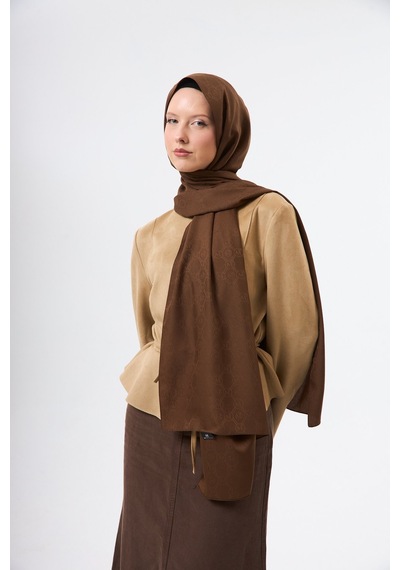 Mirsoy Scarf Mir Modern Desen Şal Acı Kahve