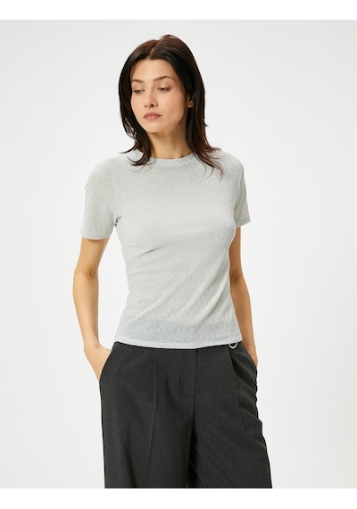 Koton Ajurlu Tişört Kısa Kollu Bisiklet Yaka Slim Fit Gümüş 4sak60016uk Gümüş Koton Ajurlu Tişört Kısa Kollu Bisiklet Yaka Slim Fit Gümüş 4sak60016uk Gümüş