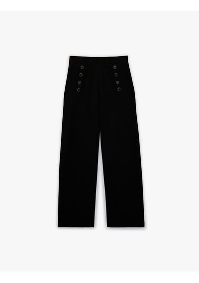Koton Krep Scuba Kumaş Düğme Aksesuar Detaylı Düz Paça Kumaş Pantolon Siyah 6sak40040ek Siyah Koton Krep Scuba Kumaş Düğme Aksesuar Detaylı Düz Paça Kumaş Pantolon Siyah 6sak40040ek Siyah
