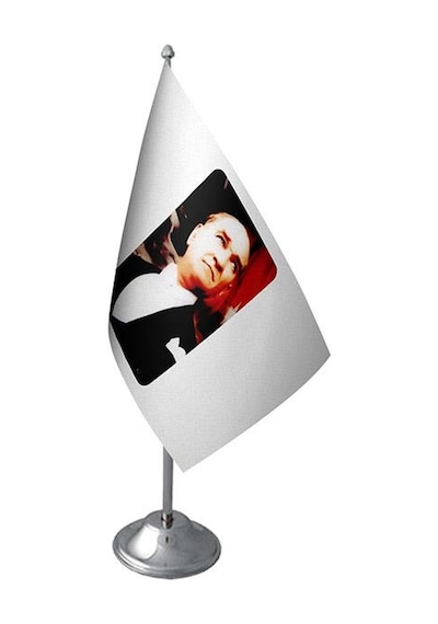 Masa Üstü Atatürk Bayrağı Krom Direk Masa Bayrak Seti