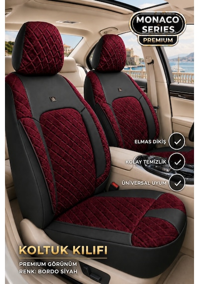 Audi Q7 2006-2015 Uyumlu Monaco Serisi Bordo Oto Koltuk Kılıfı