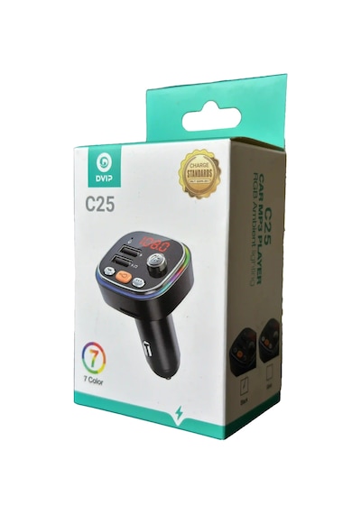 Rgb Renkli Araba Fm Mp3 Çalar Kablosuz Bluetooth 5.0 C25