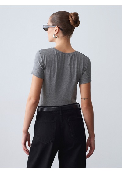 Dilvin 32637 Bisiklet Yaka T-shirt-antrasit M