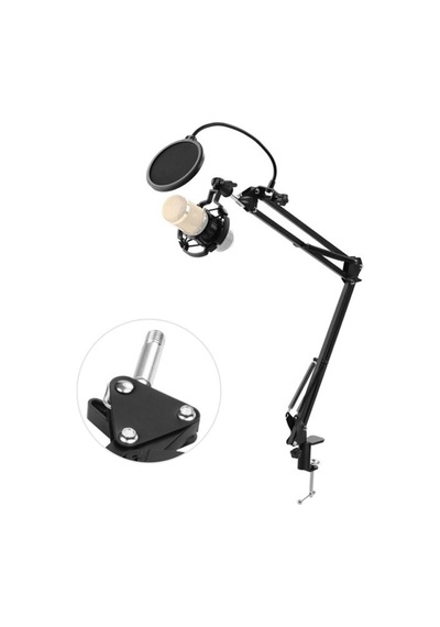 Metal Akrobat Mikrofon Standı Shock Mount Titreşim Önleyici Yayıncı Sehpa Çift Kollu Stand