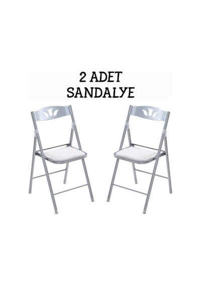 Katlanır Mutfak Sandalyesi Kırma Koltuk Beyaz 2 Adet 1054