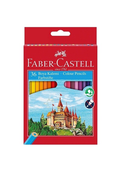 Faber-castell 36 Renk Boya Kalemi,canlı Ve Parlak Renkler,kırılmaya Dayanıklı Uçlar, Karton Kutu Karışık