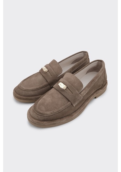 Derinet Tokalı Kadın Loafer Vizon Süet Vizon Süet