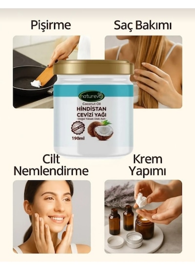 Natureva Organik Hindistan Cevizi Yağı Organik Sertifikalı 190 Ml