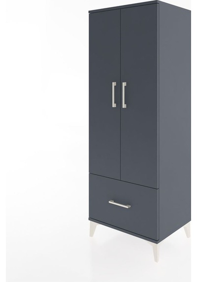 Hyperion Dolap 4 Raflı Tek Çekmeceli 2 Kapaklı 60x44x163 Antr... Antrasit