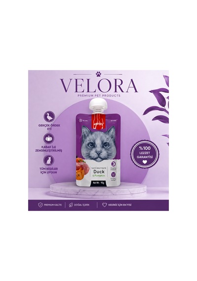 Velora Ördek Ve Balkabaklı Kedi Ödül Maması Likit Kedi Çorbası 90 Gr Tüm Kediler İçin - 885815013