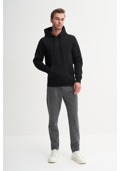 Cazador 53605 Erkek Kapşonlu Yaka Sweatshirt Siyah