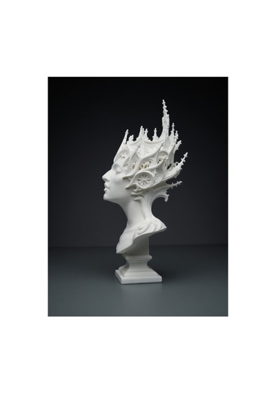 Gotik Kraliçe Büstü - 3d Baskı Fantastik Elf Taçlı Heykel