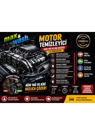 4 Kg Motor Temizleyici 1/3 Konsantre Ağır Yağ Ve Kir Çözücü Profesyonel Oto Kuaför Ürünü