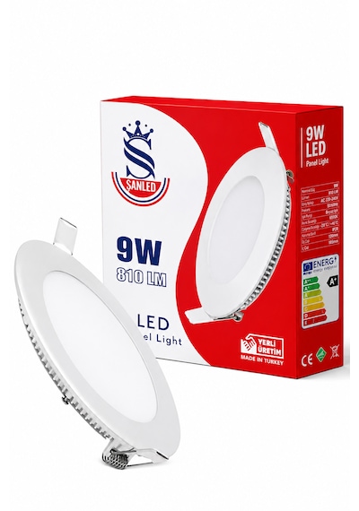 9w Tasarruflu Led Yuvarlak Beyaz Işık Sıva Altı Slim Panel 4 Adettir