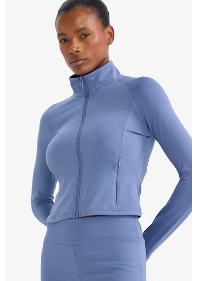 Defacto Slim Fit Dik Yaka Sporcu İndigo Kadın Hırka F2008ax/ın34 İndigo