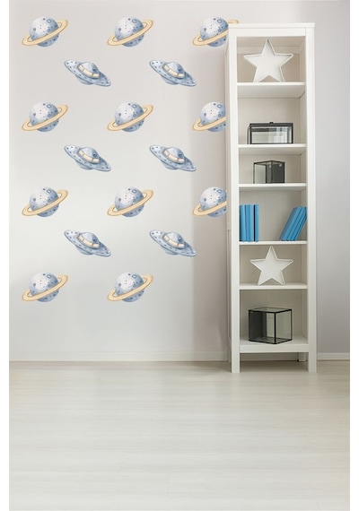 Satürn Gezegeni Temalı 20 Parça Çocuk Ve Bebek Odası Dekoratif Duvar Sticker Seti