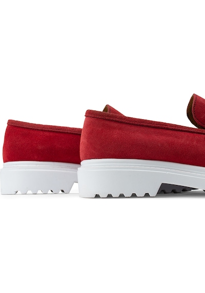 Deery Hakiki Süet Kırmızı Loafer Kadın Ayakkabı - 01903zkrmp01 Kırmızı