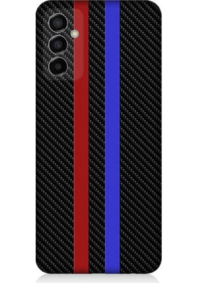 Samsung Galaxy M23 Uyumlu Silikon Kılıf Bordo Mavi Karbon