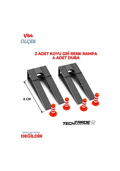 1/64 Ölçek Diorama 2 Adet Koyu Gri Rampa + 4 Adet Duba