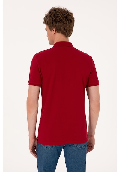 U.S. Polo Assn. Erkek Slim Fit Polo Yaka Bordo Basic Tişört 50310669-VR014