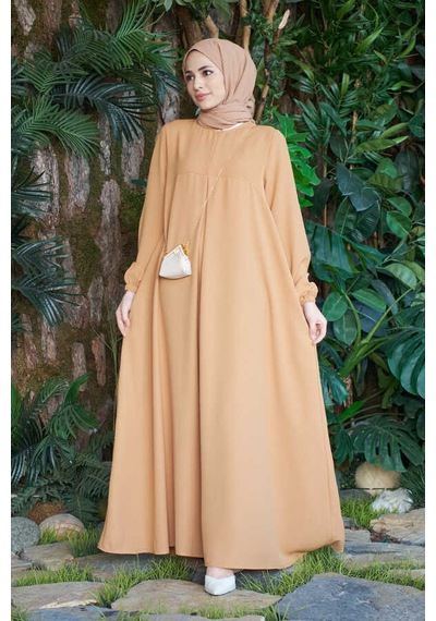 Neways 6482 Berlin A Pileli Elbise Camel