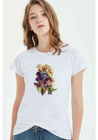 The Last Of Us Part2 Kolaj Baskılı Beyaz Kadın Tshirt