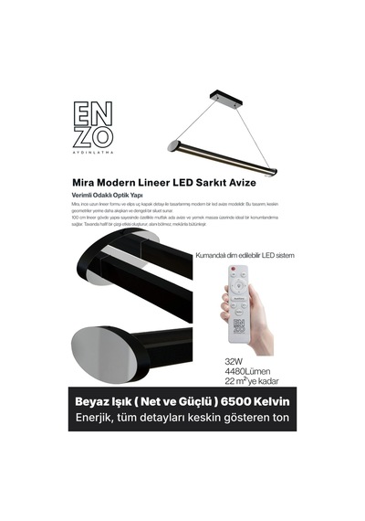 Mira Silver Lineer Led Sarkıt Avize Kumandalı Dim Edilebilir Aşağı Işık Beyaz Işık