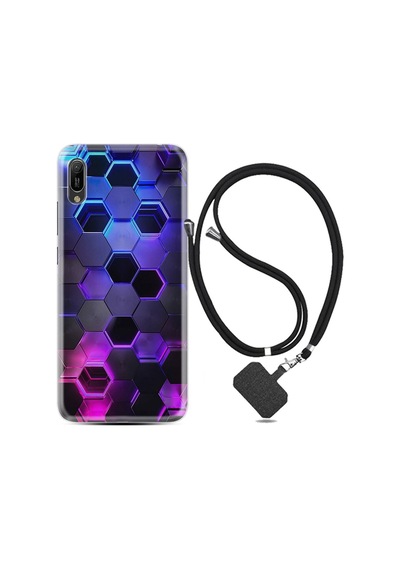 Huawei Y6 2019 Kılıf Resimli Desenli Silikon Boyun Askılı Petekler 1889