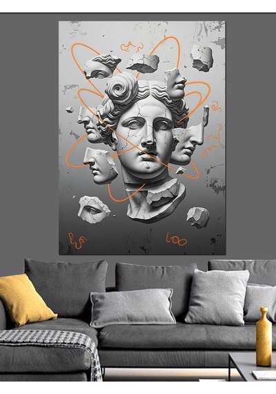 Ahşap Tablo Heykel Başı Modern Sanat