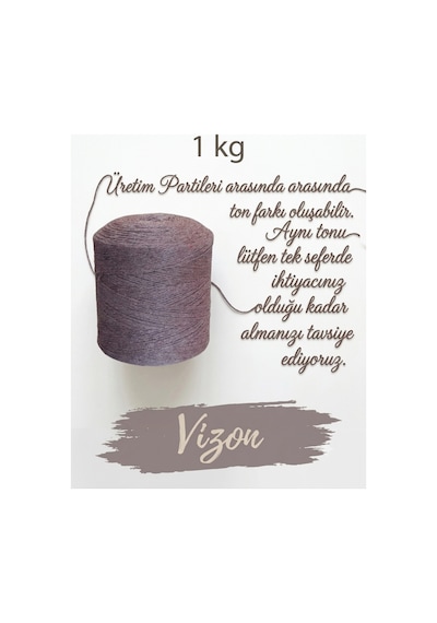1 Kg Pamuklu El Örgü İpi Runner İpi- Amigurumi Koton İp Punch İpi Motif Vizon Renk