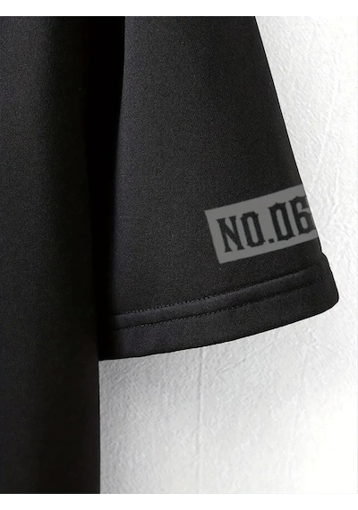 Suma Oversize Bisiklet Yaka Baskılı Siyah T-shirt - L Beden