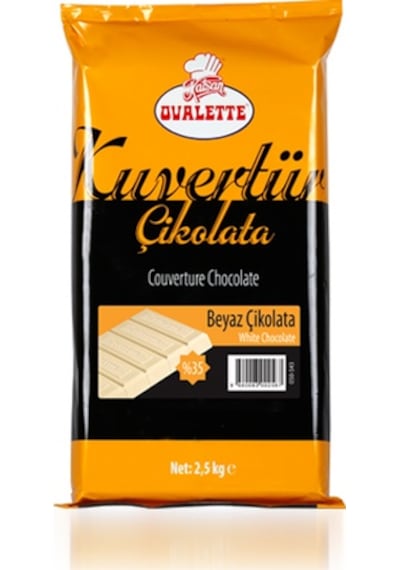 Katsan Ovalette Kuvertür Beyaz Çikolata 2500 G