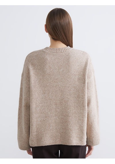 Lcw Everyday Bej Bisiklet Yaka Oversize Kadın Triko Kazak