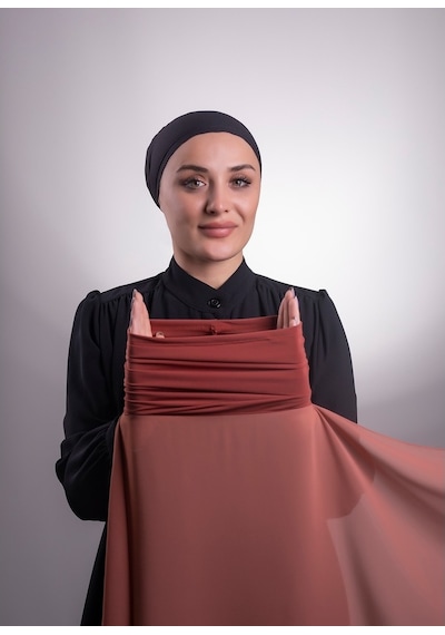 Hürrem Bone Taba Pratik Hazır Geçmeli Şal Şifon Boru Boneli 3001_33